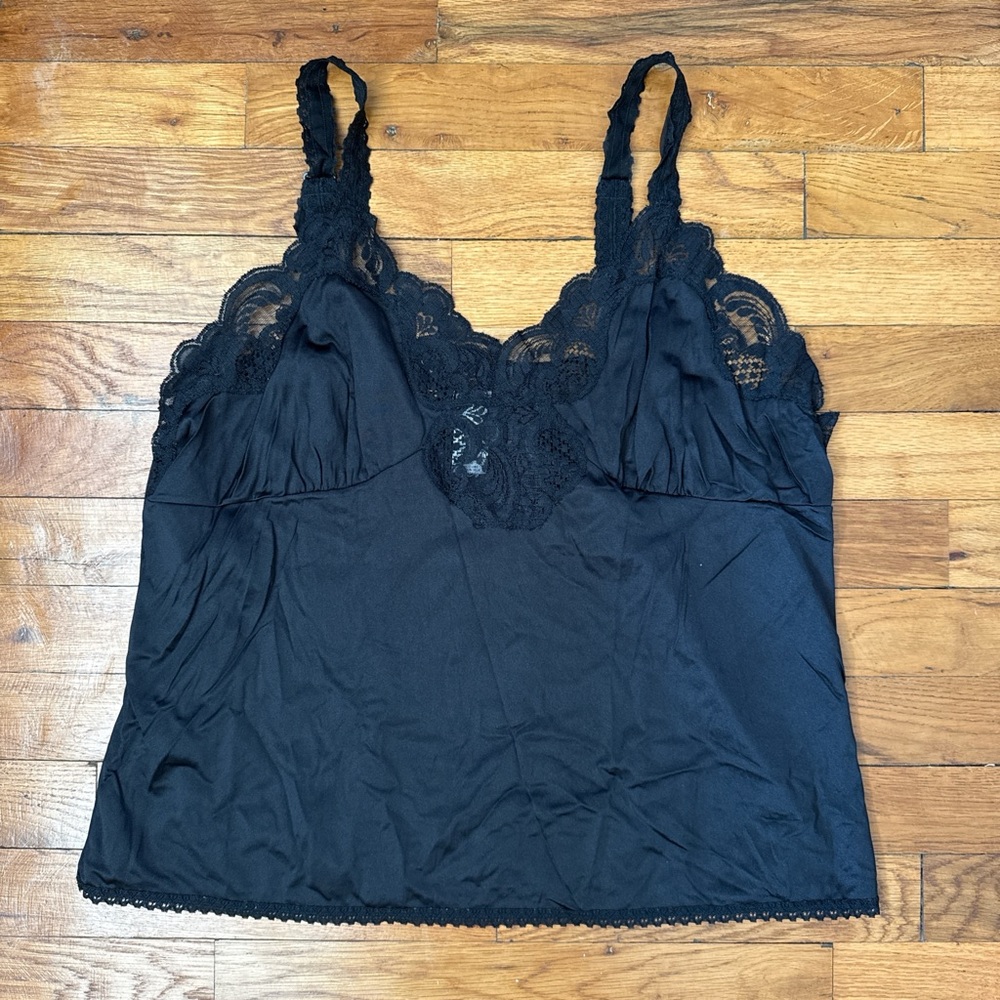 Vintage Black Lace Trim Camisole